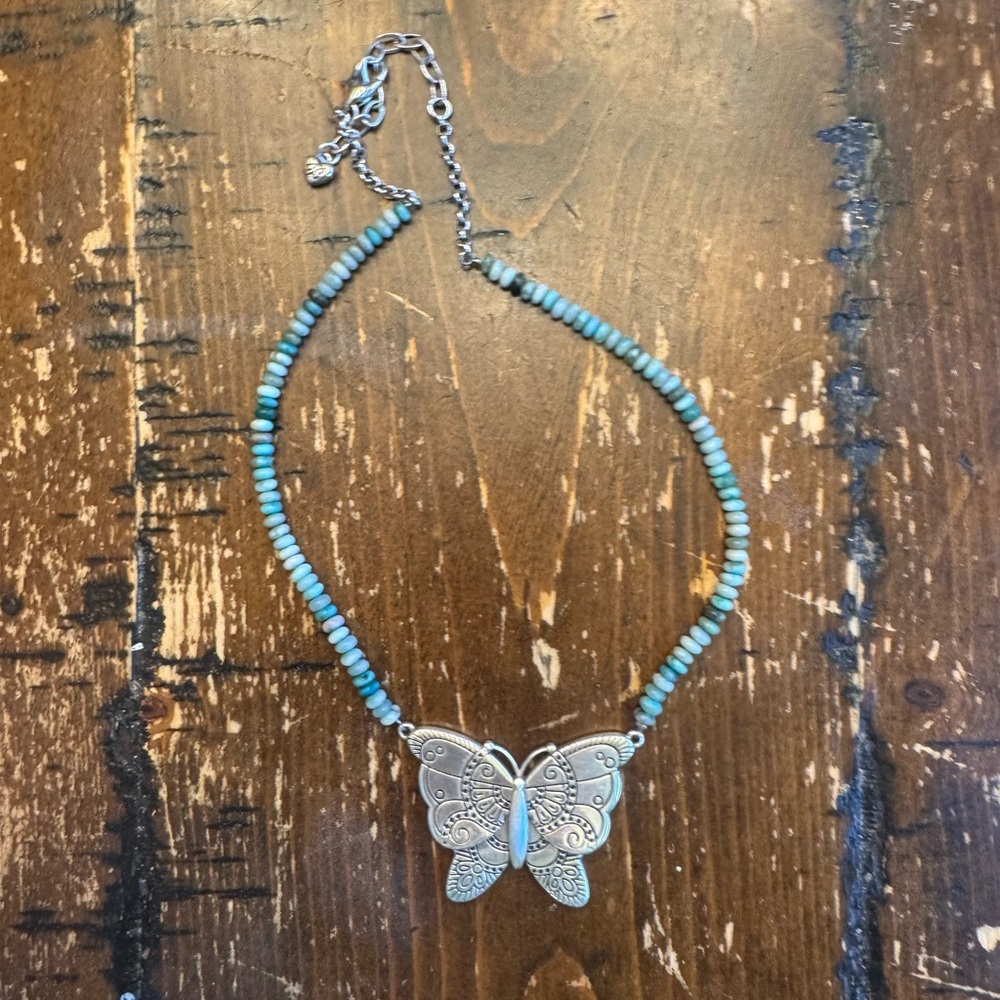 Brighton Silver Butterfly Necklace with Turquoise Beads real silver
